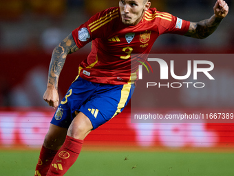 Alejandro Grimaldo of Spain is in action during the UEFA Nations League 2024/25 League A Group A4 game between Spain and Denmark at Enrique...