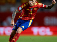 Alejandro Grimaldo of Spain is in action during the UEFA Nations League 2024/25 League A Group A4 game between Spain and Denmark at Enrique...