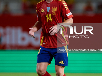 Aymeric Laporte of Spain is in action during the UEFA Nations League 2024/25 League A Group A4 game between Spain and Denmark at Enrique Roc...