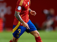 Alejandro Grimaldo of Spain is in action during the UEFA Nations League 2024/25 League A Group A4 game between Spain and Denmark at Enrique...