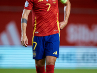 Alvaro Morata of Spain looks on during the UEFA Nations League 2024/25 League A Group A4 game between Spain and Denmark at Enrique Roca Stad...