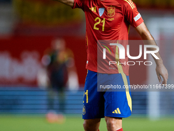 Mikel Oyarzabal of Spain reacts during the UEFA Nations League 2024/25 League A Group A4 game between Spain and Denmark at Enrique Roca Stad...