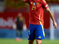 Mikel Oyarzabal of Spain reacts during the UEFA Nations League 2024/25 League A Group A4 game between Spain and Denmark at Enrique Roca Stad...