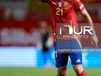 Mikel Oyarzabal of Spain reacts during the UEFA Nations League 2024/25 League A Group A4 game between Spain and Denmark at Enrique Roca Stad...