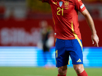 Mikel Oyarzabal of Spain reacts during the UEFA Nations League 2024/25 League A Group A4 game between Spain and Denmark at Enrique Roca Stad...