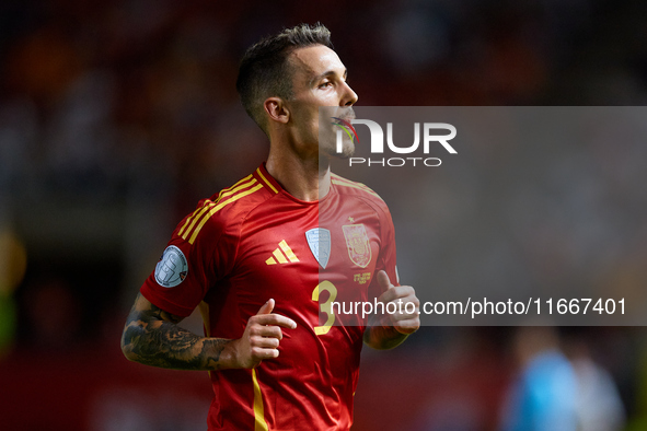 Alejandro Grimaldo of Spain looks on during the UEFA Nations League 2024/25 League A Group A4 game between Spain and Denmark at Enrique Roca...