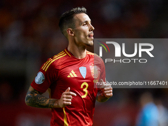 Alejandro Grimaldo of Spain looks on during the UEFA Nations League 2024/25 League A Group A4 game between Spain and Denmark at Enrique Roca...