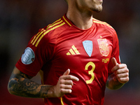 Alejandro Grimaldo of Spain looks on during the UEFA Nations League 2024/25 League A Group A4 game between Spain and Denmark at Enrique Roca...