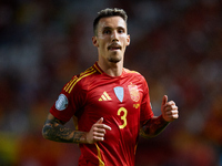 Alejandro Grimaldo of Spain looks on during the UEFA Nations League 2024/25 League A Group A4 game between Spain and Denmark at Enrique Roca...