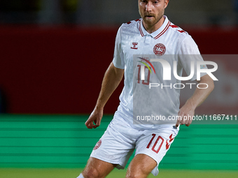 Eriksen of Denmark plays during the UEFA Nations League 2024/25 League A Group A4 game between Spain and Denmark at Enrique Roca Stadium in...