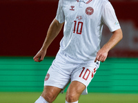 Eriksen of Denmark plays during the UEFA Nations League 2024/25 League A Group A4 game between Spain and Denmark at Enrique Roca Stadium in...