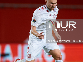 Nelson of Denmark is in action during the UEFA Nations League 2024/25 League A Group A4 game between Spain and Denmark at Enrique Roca Stadi...