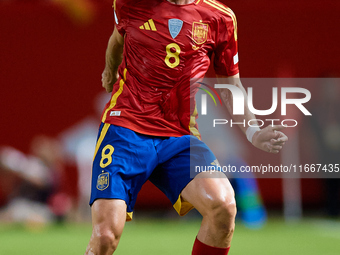 Fabian Ruiz of Spain is in action during the UEFA Nations League 2024/25 League A Group A4 game between Spain and Denmark at Enrique Roca St...