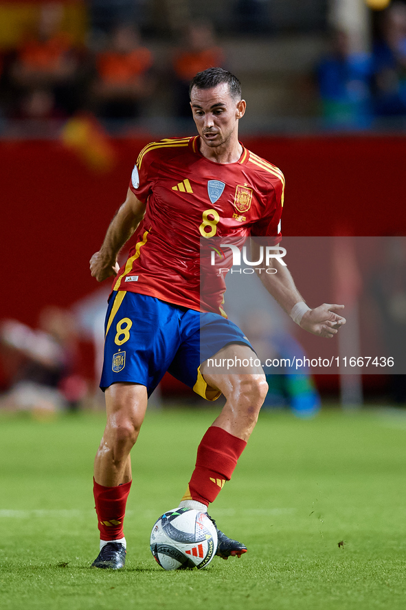 Fabian Ruiz of Spain is in action during the UEFA Nations League 2024/25 League A Group A4 game between Spain and Denmark at Enrique Roca St...