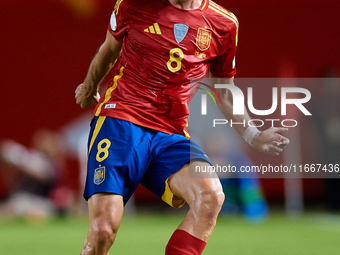 Fabian Ruiz of Spain is in action during the UEFA Nations League 2024/25 League A Group A4 game between Spain and Denmark at Enrique Roca St...