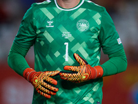 Kasper Schmeichel of Denmark looks on during the UEFA Nations League 2024/25 League A Group A4 game between Spain and Denmark at Enrique Roc...