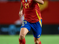 Mikel Oyarzabal of Spain is in action during the UEFA Nations League 2024/25 League A Group A4 game between Spain and Denmark at Enrique Roc...