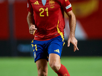 Mikel Oyarzabal of Spain is in action during the UEFA Nations League 2024/25 League A Group A4 game between Spain and Denmark at Enrique Roc...