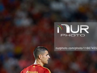 Alvaro Morata of Spain looks on during the UEFA Nations League 2024/25 League A Group A4 game between Spain and Denmark at Enrique Roca Stad...