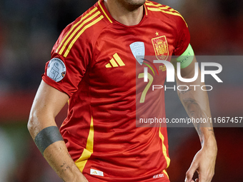 Alvaro Morata of Spain looks on during the UEFA Nations League 2024/25 League A Group A4 game between Spain and Denmark at Enrique Roca Stad...