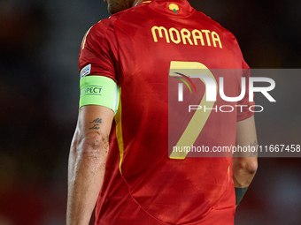 Alvaro Morata of Spain looks on during the UEFA Nations League 2024/25 League A Group A4 game between Spain and Denmark at Enrique Roca Stad...