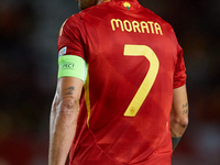 Alvaro Morata of Spain looks on during the UEFA Nations League 2024/25 League A Group A4 game between Spain and Denmark at Enrique Roca Stad...