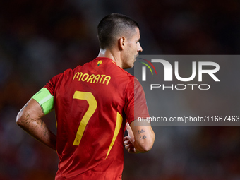 Alvaro Morata of Spain looks on during the UEFA Nations League 2024/25 League A Group A4 game between Spain and Denmark at Enrique Roca Stad...