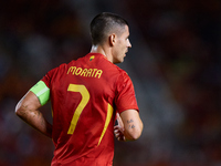 Alvaro Morata of Spain looks on during the UEFA Nations League 2024/25 League A Group A4 game between Spain and Denmark at Enrique Roca Stad...