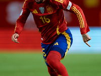 Alex Baena of Spain is in action during the UEFA Nations League 2024/25 League A Group A4 game between Spain and Denmark at Enrique Roca Sta...