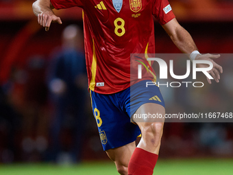 Fabian Ruiz of Spain is in action during the UEFA Nations League 2024/25 League A Group A4 game between Spain and Denmark at Enrique Roca St...