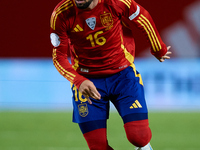 Alex Baena of Spain is in action during the UEFA Nations League 2024/25 League A Group A4 game between Spain and Denmark at Enrique Roca Sta...