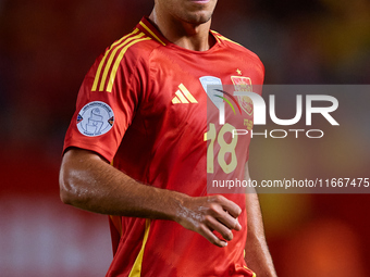 Martin Zubimendi of Spain looks on during the UEFA Nations League 2024/25 League A Group A4 game between Spain and Denmark at Enrique Roca S...