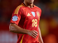 Martin Zubimendi of Spain looks on during the UEFA Nations League 2024/25 League A Group A4 game between Spain and Denmark at Enrique Roca S...