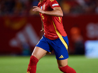 Mikel Merino of Spain is in action during the UEFA Nations League 2024/25 League A Group A4 game between Spain and Denmark at Enrique Roca S...