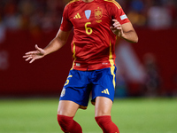 Mikel Merino of Spain is in action during the UEFA Nations League 2024/25 League A Group A4 game between Spain and Denmark at Enrique Roca S...