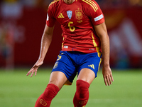 Mikel Merino of Spain is in action during the UEFA Nations League 2024/25 League A Group A4 game between Spain and Denmark at Enrique Roca S...