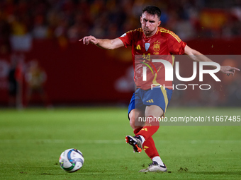 Aymeric Laporte of Spain is in action during the UEFA Nations League 2024/25 League A Group A4 game between Spain and Denmark at Enrique Roc...