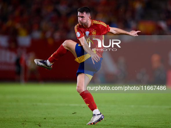 Aymeric Laporte of Spain is in action during the UEFA Nations League 2024/25 League A Group A4 game between Spain and Denmark at Enrique Roc...