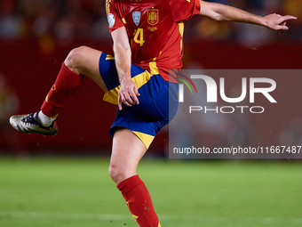 Aymeric Laporte of Spain is in action during the UEFA Nations League 2024/25 League A Group A4 game between Spain and Denmark at Enrique Roc...