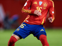 Alex Baena of Spain is in action during the UEFA Nations League 2024/25 League A Group A4 game between Spain and Denmark at Enrique Roca Sta...