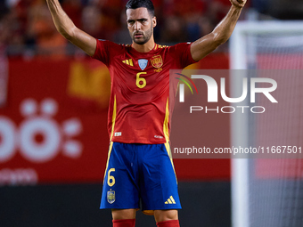 Mikel Merino of Spain reacts during the UEFA Nations League 2024/25 League A Group A4 game between Spain and Denmark at Enrique Roca Stadium...