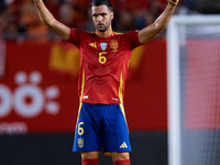 Mikel Merino of Spain reacts during the UEFA Nations League 2024/25 League A Group A4 game between Spain and Denmark at Enrique Roca Stadium...