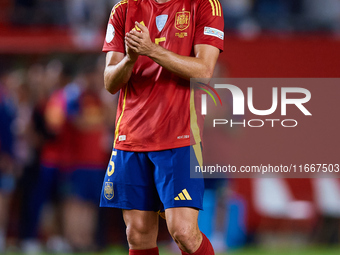 Vivian of Spain applauds during the UEFA Nations League 2024/25 League A Group A4 game between Spain and Denmark at Enrique Roca Stadium in...