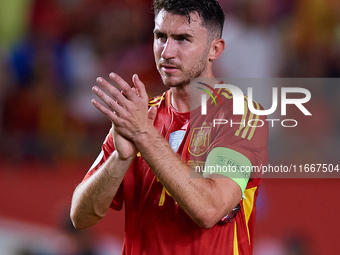 Aymeric Laporte of Spain applauds during the UEFA Nations League 2024/25 League A Group A4 game between Spain and Denmark at Enrique Roca St...