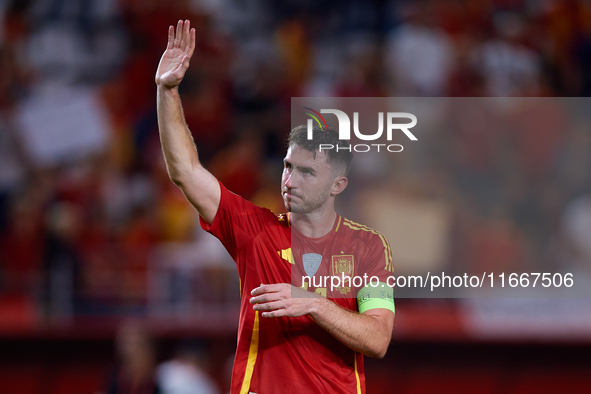 Aymeric Laporte of Spain waves his hand to the crowd during the UEFA Nations League 2024/25 League A Group A4 game between Spain and Denmark...