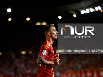 Alejandro Grimaldo of Spain looks on during the UEFA Nations League 2024/25 League A Group A4 game between Spain and Denmark at Enrique Roca...