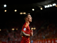 Alejandro Grimaldo of Spain looks on during the UEFA Nations League 2024/25 League A Group A4 game between Spain and Denmark at Enrique Roca...