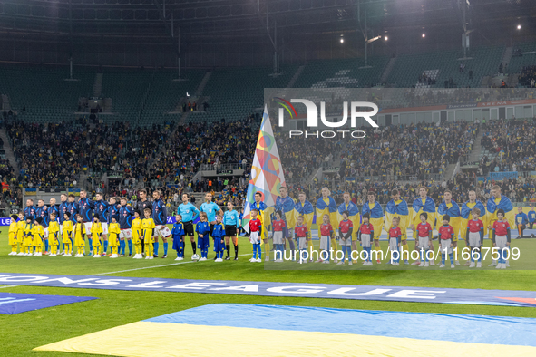 The Czech Republic team and the Ukraine team before the  UEFA Nations League 2024 League B Group B1 match between Ukraine and Czechia , at t...