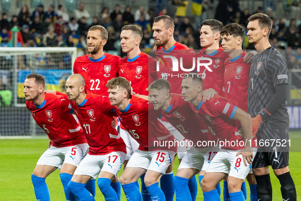 The Czech Republic team  poses during the  UEFA Nations League 2024 League B Group B1 match between Ukraine and Czechia , at the Tarczynski...