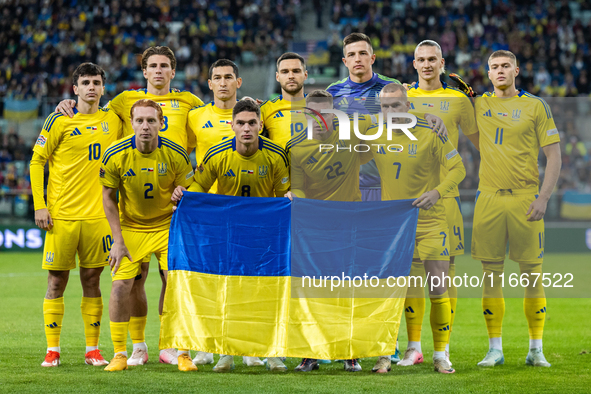 The Ukraine team  poses during the  UEFA Nations League 2024 League B Group B1 match between Ukraine and Czechia , at the Tarczynski Arena W...